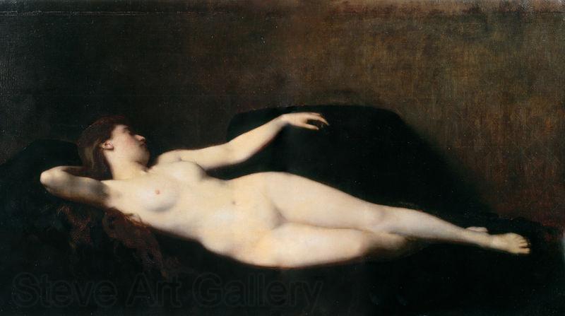Jean-Jacques Henner Woman on a black divan Spain oil painting art